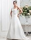 cheap Wedding Dresses-A-Line One Shoulder Sweep / Brush Train Satin Made-To-Measure Wedding Dresses with Sash / Ribbon / Flower / Ruffle by LAN TING BRIDE®