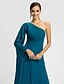 cheap Bridesmaid Dresses-Sheath / Column One Shoulder Floor Length Chiffon Bridesmaid Dress with Sash / Ribbon / Side Draping by LAN TING BRIDE®