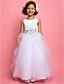 cheap Flower Girl Dresses-Princess / A-Line Ankle Length Satin / Tulle Sleeveless Jewel Neck with Sash / Ribbon / Crystals / Side Draping