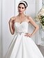 cheap Wedding Dresses-Open Back Wedding Dresses A-Line Sweetheart Sleeveless Sweep / Brush Train Satin Bridal Gowns With Sash / Ribbon Ruched 2023