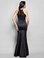cheap Evening Dresses-Mermaid / Trumpet Open Back Dress Formal Evening Military Ball Floor Length Sleeveless Spaghetti Strap Satin with Lace Side Draping 2023