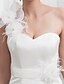 cheap Wedding Dresses-A-Line One Shoulder Sweep / Brush Train Satin Made-To-Measure Wedding Dresses with Sash / Ribbon / Flower / Ruffle by LAN TING BRIDE®