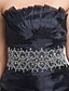 cheap Evening Dresses-A-Line Black Dress Dress Prom Formal Evening Floor Length Sleeveless Strapless Organza with Pick Up Skirt Criss Cross Crystals 2024