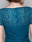 cheap The Wedding Store-Sheath / Column Mother of the Bride Dress Vintage Inspired Bateau Neck Floor Length Chiffon Lace Short Sleeve with Lace Crystals Beading 2024