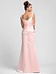 cheap Bridesmaid Dresses-Sheath / Column Straps Floor Length Satin Bridesmaid Dress with Beading / Appliques / Side Draping by LAN TING BRIDE®