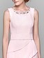 זול שמלות לאם הכלה-מעטפת \ עמוד שמלה לאם הכלה  עם תכשיטים באורך  הברך שיפון ללא שרוולים עם פרטים מקריסטל חרוזים קפלים 2023