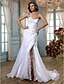cheap Wedding Dresses-Mermaid / Trumpet Wedding Dresses One Shoulder Sweep / Brush Train Organza Sleeveless with Beading Split Button 2020