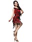 billige Klær til latindans-Dancewear viskose Latin Dance One-skulder kjole med dusker For Ladies