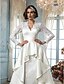 Χαμηλού Κόστους Νυφικά Φορέματα-Γραμμή Α Φορεματα για γαμο Λαιμόκοψη V Μακριά ουρά Δαντέλα Σατέν Μακρυμάνικο με Ζώνη / Κορδέλα 2020