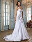 Χαμηλού Κόστους Νυφικά Φορέματα-Τρομπέτα / Γοργόνα Φορεματα για γαμο Ένας Ώμος Ουρά Οργάντζα Αμάνικο με Χάντρες Με χώρισμα Κουμπί 2020