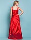 Χαμηλού Κόστους Φορέματα για παρανυφάκια-Ίσια Γραμμή Λουριά Μακρύ Ελαστικό Σατέν Φόρεμα Νεαρών Παρανύμφων με Χιαστί / Πλαϊνό ντραπέ