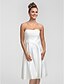 cheap Bridesmaid Dresses-Sheath / Column Strapless Knee Length Satin Bridesmaid Dress with Draping / Sash / Ribbon
