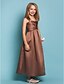 cheap Junior Bridesmaid Dresses-Sheath / Column Straps Ankle Length Satin Junior Bridesmaid Dress with Criss Cross by LAN TING BRIDE®