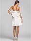 cheap Cocktail Dresses-A-Line Cute Homecoming Wedding Party Dress Strapless Sleeveless Short / Mini Taffeta with Bow(s) Ruched Ruffles 2020