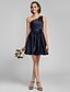 cheap Bridesmaid Dresses-Ball Gown / A-Line Bridesmaid Dress One Shoulder Sleeveless Short / Mini Satin with Side Draping