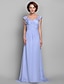 cheap Mother of the Bride Dresses-A-Line Straps Sweep / Brush Train Chiffon Mother of the Bride Dress with Beading / Appliques / Criss Cross by LAN TING BRIDE®