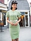 cheap TS Dresses-Light Green Dress - Short Sleeve All Seasons Light Green