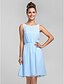 cheap Bridesmaid Dresses-A-Line / Princess Bateau Neck Knee Length Chiffon Bridesmaid Dress with Bow(s) / Side Draping by LAN TING BRIDE®