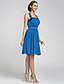 cheap Bridesmaid Dresses-A-Line Halter Neck Knee Length Chiffon / Stretch Satin Bridesmaid Dress with Draping / Bandage by LAN TING BRIDE®