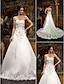 cheap Wedding Dresses-A-Line Sweetheart Neckline Cathedral Train Lace Over Satin Made-To-Measure Wedding Dresses with Beading / Appliques / Sash / Ribbon by LAN TING BRIDE®