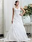 olcso Menyasszonyi ruhák-A-vonalú Esküvői ruhák V-alakú Kápolna uszály Taft Rendszeres hevederek Formális Kis fehér szoknyák val vel Átkötős 2021