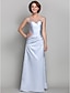 cheap Mother of the Bride Dresses-Sheath / Column Mother of the Bride Dress See Through Bateau Neck Floor Length Satin Tulle Sleeveless with Criss Cross Beading 2021