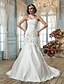 cheap Wedding Dresses-Hall Wedding Dresses Mermaid / Trumpet One Shoulder Sleeveless Court Train Tulle Bridal Gowns With Beading Appliques 2024