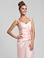 cheap Bridesmaid Dresses-Sheath / Column Straps Floor Length Satin Bridesmaid Dress with Beading / Appliques / Side Draping by LAN TING BRIDE®