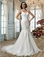 cheap Wedding Dresses-Mermaid / Trumpet Spaghetti Strap Court Train Lace / Tulle Made-To-Measure Wedding Dresses with by