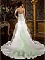 cheap Wedding Dresses-A-Line Sweetheart Neckline Cathedral Train Lace Over Satin Made-To-Measure Wedding Dresses with Beading / Appliques / Sash / Ribbon by LAN TING BRIDE®