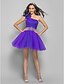 cheap Special Occasion Dresses-A-Line One Shoulder Short / Mini Tulle Homecoming / Prom Dress with Crystals / Ruched by TS Couture®