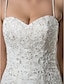 baratos Vestidos de Casamento-Mermaid / Trumpet Spaghetti Strap Chapel Train Tulle Made-To-Measure Wedding Dresses with Beading / Appliques by LAN TING BRIDE® / Open Back