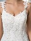 cheap Wedding Dresses-Mermaid / Trumpet Spaghetti Strap Court Train Lace / Tulle Made-To-Measure Wedding Dresses with by