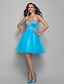 cheap Special Occasion Dresses-A-Line Beaded &amp; Sequin Dress Homecoming Cocktail Party Short / Mini Sleeveless Sweetheart Tulle with Crystals Beading 2023