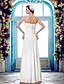 cheap Wedding Dresses-Sheath / Column Wedding Dresses Sweetheart Neckline Floor Length Chiffon Spaghetti Strap Simple Sparkle &amp; Shine with Beading Side-Draped 2021