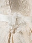 olcso Menyasszonyi ruhák-A-vonalú V-alakú Kápolna uszály Csipke Made-to-measure esküvői ruhák val vel Pántlika / szalag / Virág által LAN TING BRIDE®