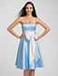 preiswerte Brautjungfernkleider-A-Linie Trägerlos Knie-Länge Satin / Stretch - Satin Brautjungfernkleid mit Schleife(n) / Schärpe / Band / Plissee durch LAN TING BRIDE®