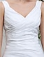 Недорогие Свадебные платья-А-силуэт Свадебные платья V-образный вырез С длинным шлейфом Тафта обычные Нарядная Маленькие белые платья с Оборки сбоку 2021
