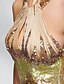 cheap Cocktail Dresses-Ball Gown Beautiful Back Sparkle &amp; Shine Homecoming Cocktail Party Dress Halter Neck Jewel Neck Sleeveless Short / Mini Chiffon Sequined with Feathers / Fur Sequin 2020