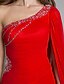 preiswerte Abendkleider-Eng anliegend Offener Rücken Kleid Festtage Cocktailparty Pinsel Schleppe Ärmellos Ein-Schulter Chiffon mit Kristall Verzierung 2023
