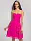 cheap Bridesmaid Dresses-A-Line Sweetheart Short / Mini Chiffon Bridesmaid Dress with Flower Cascading Ruffles Side Draping by