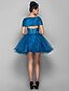 cheap Special Occasion Dresses-A-Line Elegant Dress Holiday Cocktail Party Short / Mini Sleeveless Off Shoulder Taffeta with Beading Ruffles 2024