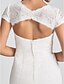 Χαμηλού Κόστους Φορέματα για Ειδικές Περιστάσεις-Ίσια Γραμμή Αργίες Κοκτέιλ Πάρτι Φόρεμα Κροσσωτό Κοντομάνικο Μέχρι το γόνατο Δαντέλα με Δαντέλα Πλισέ 2022