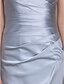 preiswerte Kleider für die Brautmutter-Eng anliegend Brautmutterkleid Durchschauen Halsboot Boden-Länge Satin Tüll Ärmellos mit Überkreuzte Rüschen Perlenstickerei 2021
