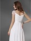 cheap Prom Dresses-A-Line Minimalist Dress Prom Floor Length Short Sleeve V Neck Chiffon with Sash / Ribbon Ruched 2022 / Formal Evening