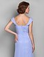 cheap Mother of the Bride Dresses-A-Line Straps Sweep / Brush Train Chiffon Mother of the Bride Dress with Beading / Appliques / Criss Cross by LAN TING BRIDE®