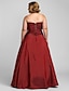 Χαμηλού Κόστους Plus Size Φορέματα-Βραδινή τουαλέτα Μεγάλο Μέγεθος Φόρεμα Χοροεσπερίδα Επίσημο Βραδινό Μακρύ Αμάνικο Στράπλες Ταφτάς με Χάντρες Διακοσμητικά Επιράμματα 2024