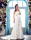 cheap Wedding Dresses-A-Line One Shoulder Sweep / Brush Train Chiffon Made-To-Measure Wedding Dresses with Beading / Appliques / Flower by LAN TING BRIDE®