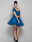 cheap Special Occasion Dresses-A-Line Elegant Dress Holiday Cocktail Party Short / Mini Sleeveless Off Shoulder Taffeta with Beading Ruffles 2024