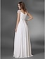 cheap Prom Dresses-A-Line Minimalist Dress Prom Floor Length Short Sleeve V Neck Chiffon with Sash / Ribbon Ruched 2022 / Formal Evening